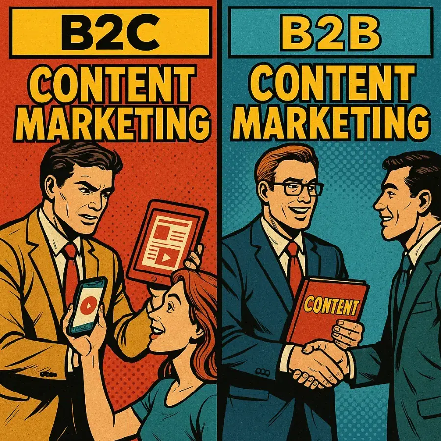 B2C vs. B2B Content-Marketing Strategie - ganzVORNE München Online Marketing